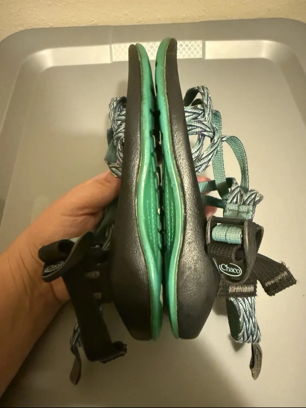 CHACO Teal/Purple Strappy Girls Sandals 2